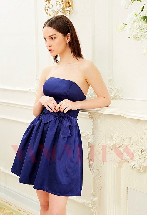 robe bustier bleu marine courte D014