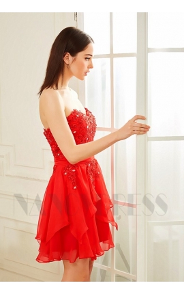 robe bustier rouge feu courte