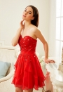 robe bustier rouge feu courte D007