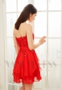 robe bustier rouge feu courte D007