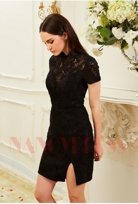 robe cocktail black Lace courte