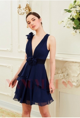 robe de cocktail bleu marine courte