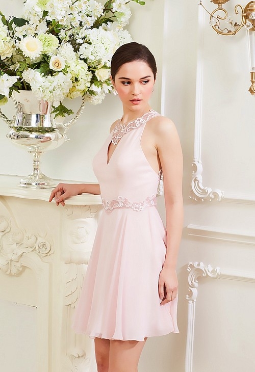 robe de cocktail rose courte