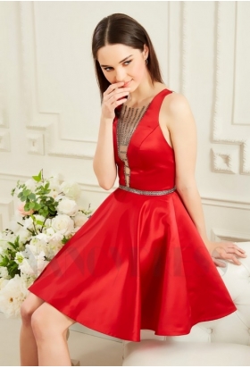 robe de cocktail rouge feu courte