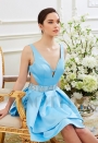 robe dos nu bleu turquoise courte