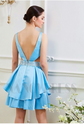 robe dos nu bleu turquoise courte