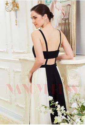 robe de soirée longue noire et blanc long