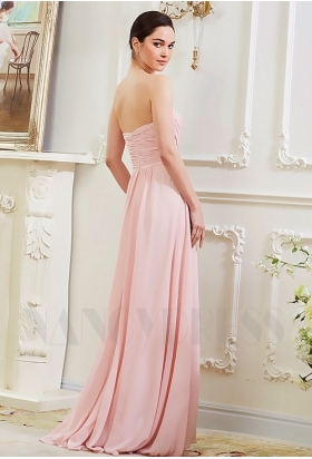 robe de soirée rose long H009