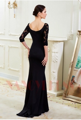 robe soirée noire long H010