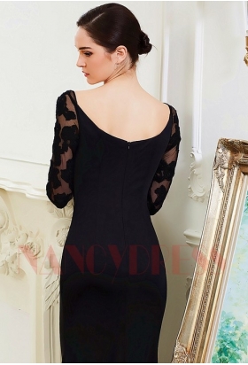 robe soirée noire long H010