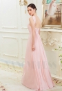 robe soirée rose long H002