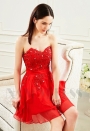 robe bustier rouge feu courte D007