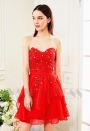 robe bustier rouge feu courte D007