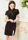 robe cocktail black Lace courte