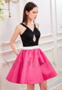 robe cocktail noire et fuchsia courte