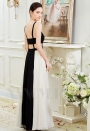 robe de soirée longue noire et blanc long