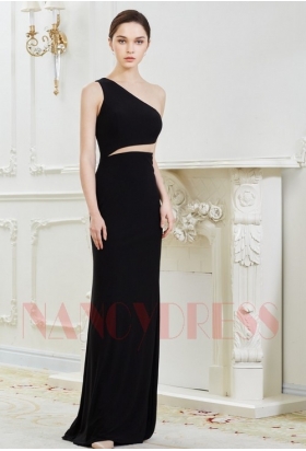 robe soirée noire long H011