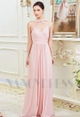 robe soirée rose long H002