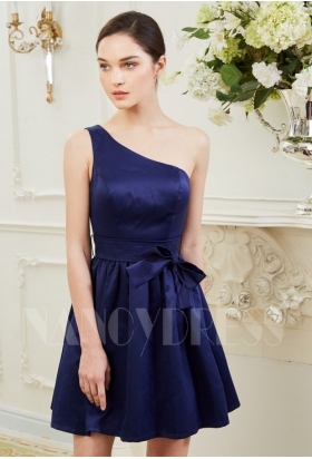 robe de cocktail bleu marine courte D045