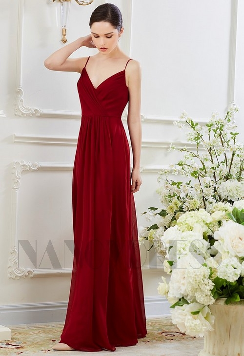robe de soirée bordeaux long
