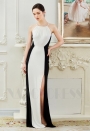 robe de soirée pas cher noire et blanc long