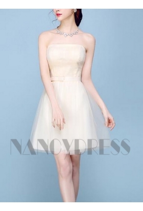 robe bustier champagne pâle courte D042