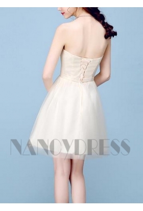 robe bustier champagne pâle courte D042