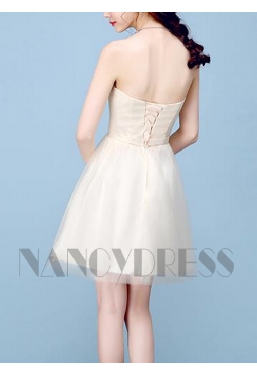 robe bustier champagne pâle courte D042