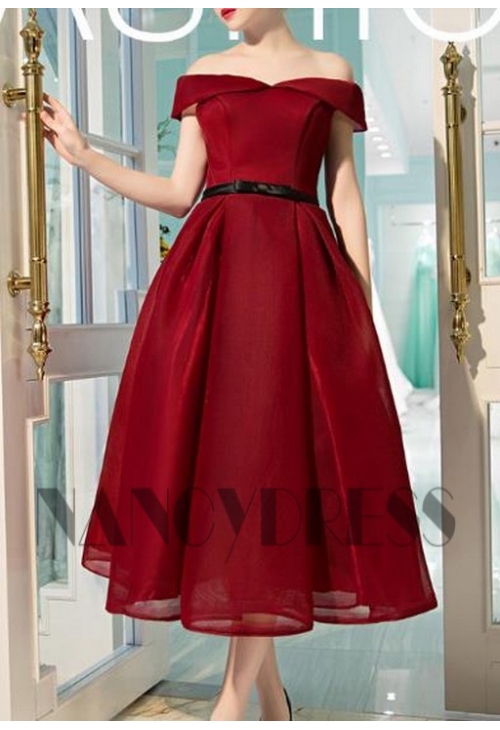 robe cocktail bordeaux courte D021