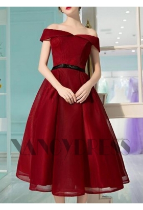 robe cocktail bordeaux courte D021