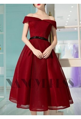 robe cocktail bordeaux courte D021