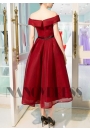 robe cocktail bordeaux courte D021