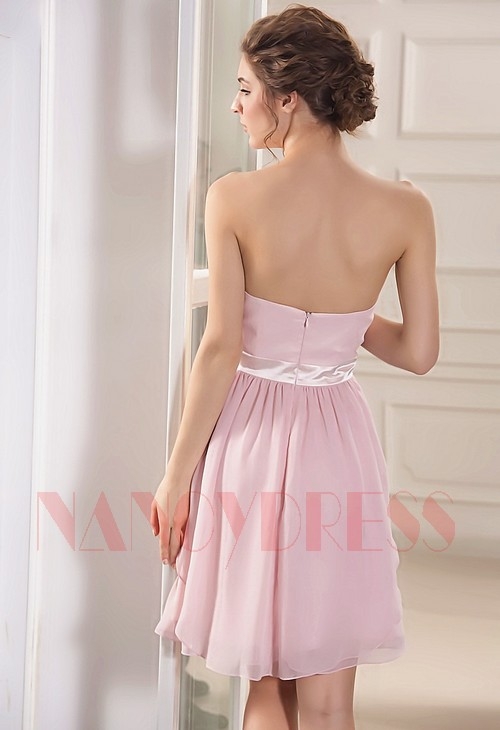 robe bustier rose courte D055