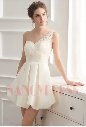 robe cocktail blanc courte D048