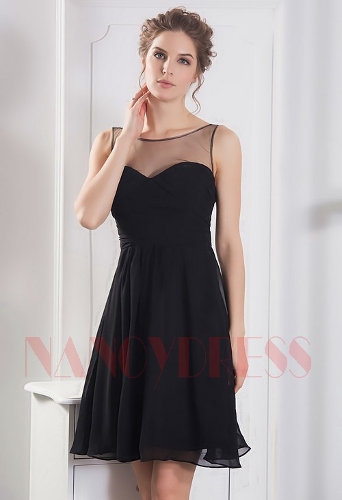 robe de cocktail noire courte D056