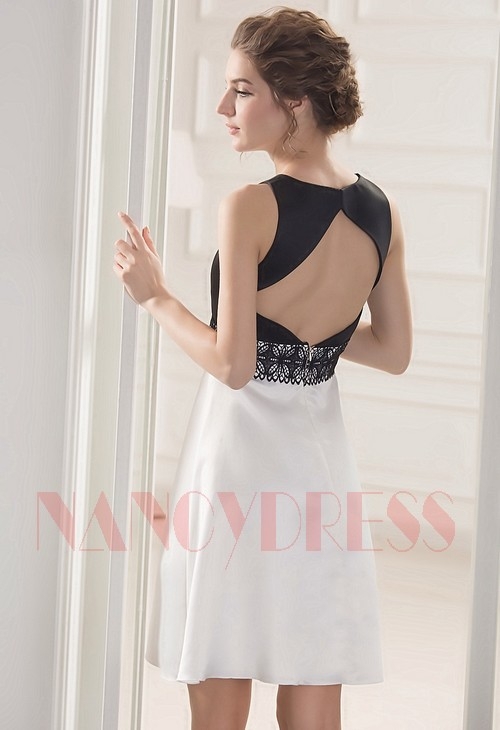 robe de cocktail noire et blanc courte