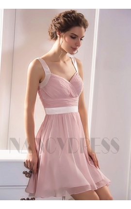 Robe cocktail rose courte