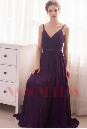 robe de soirée pourpre long H046