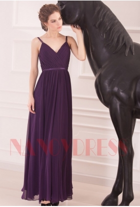 robe de soirée pourpre long H046