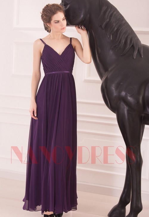 robe de soirée pourpre long H046