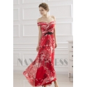 robe de soirée grande jupe imprimée rouge long
