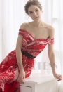 robe de soirée grande jupe imprimée rouge long