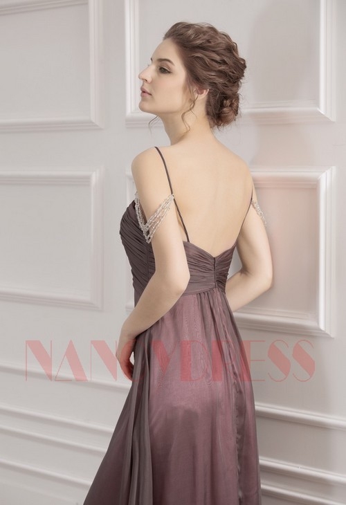 robe de soirée gris long H035