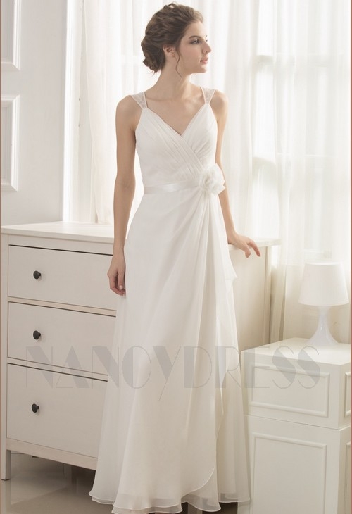 robe de soirée pas cher blanc long H045