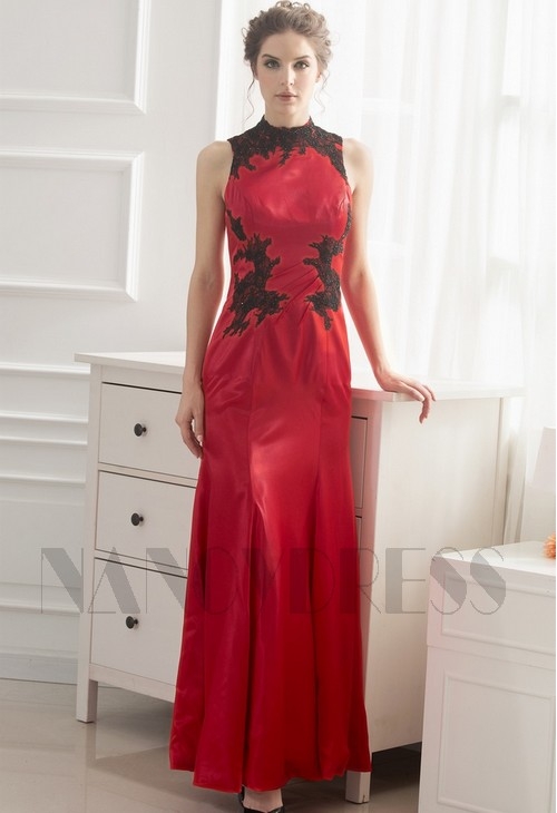 robe de soirée rouge feu long