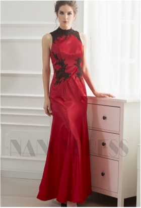 robe de soirée rouge feu long