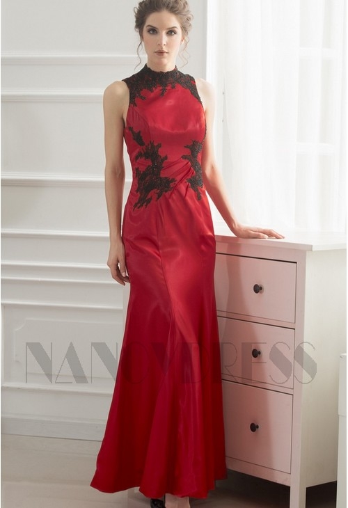 robe de soirée rouge feu long