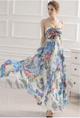 robe soirée jupe imprimée bustier long