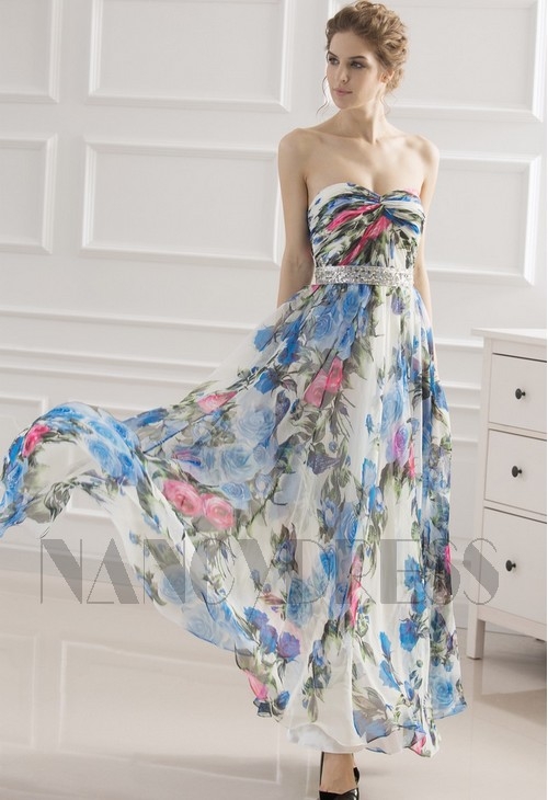 robe soirée jupe imprimée bustier long