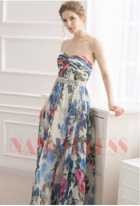 robe soirée jupe imprimée bustier long